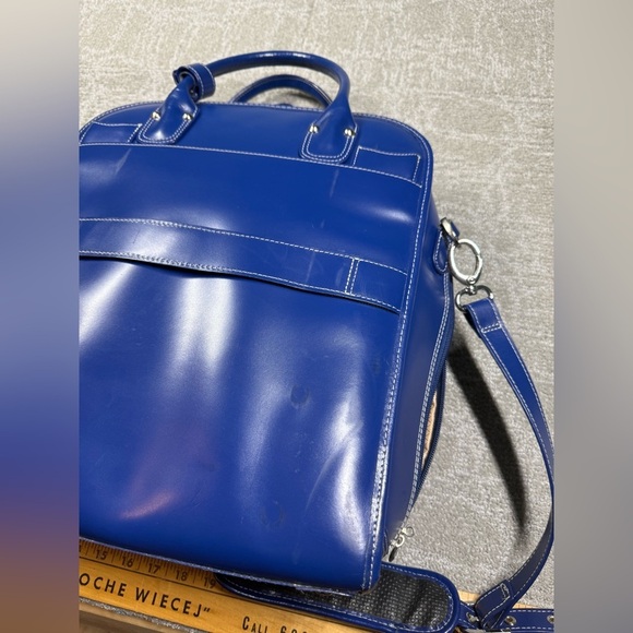McKlein USA La Grande LEather Vertical Laptop Briefcase Blue Bag - Picture 7 of 13